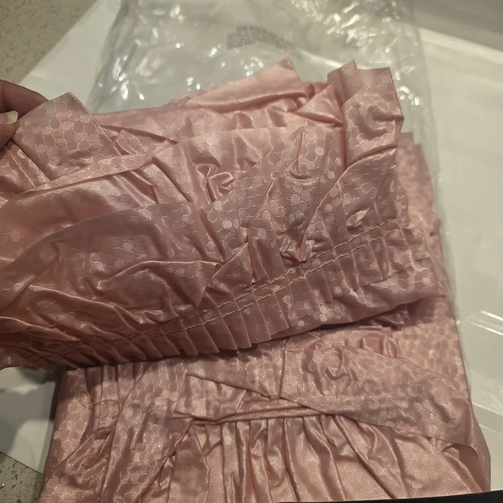 Deluxe Vinyl Swag Curtains Shower Curtains, Vinyl Liner & Tiebacks PINK Cottage